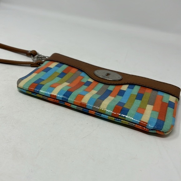 FOSSIL KEY-PER WRISTLET WALLET COATED CANVAS AND LEATHER STRIPE - Picture 13 of 13